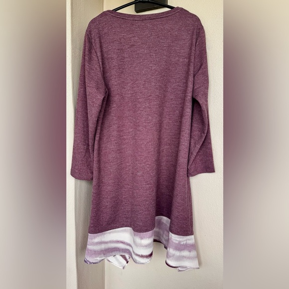 Logo Lounge Lori Goldstein 3/4 Sleeve Jersey Knit Hi/Low Tunic Plum TieDye Small - Picture 4 of 16